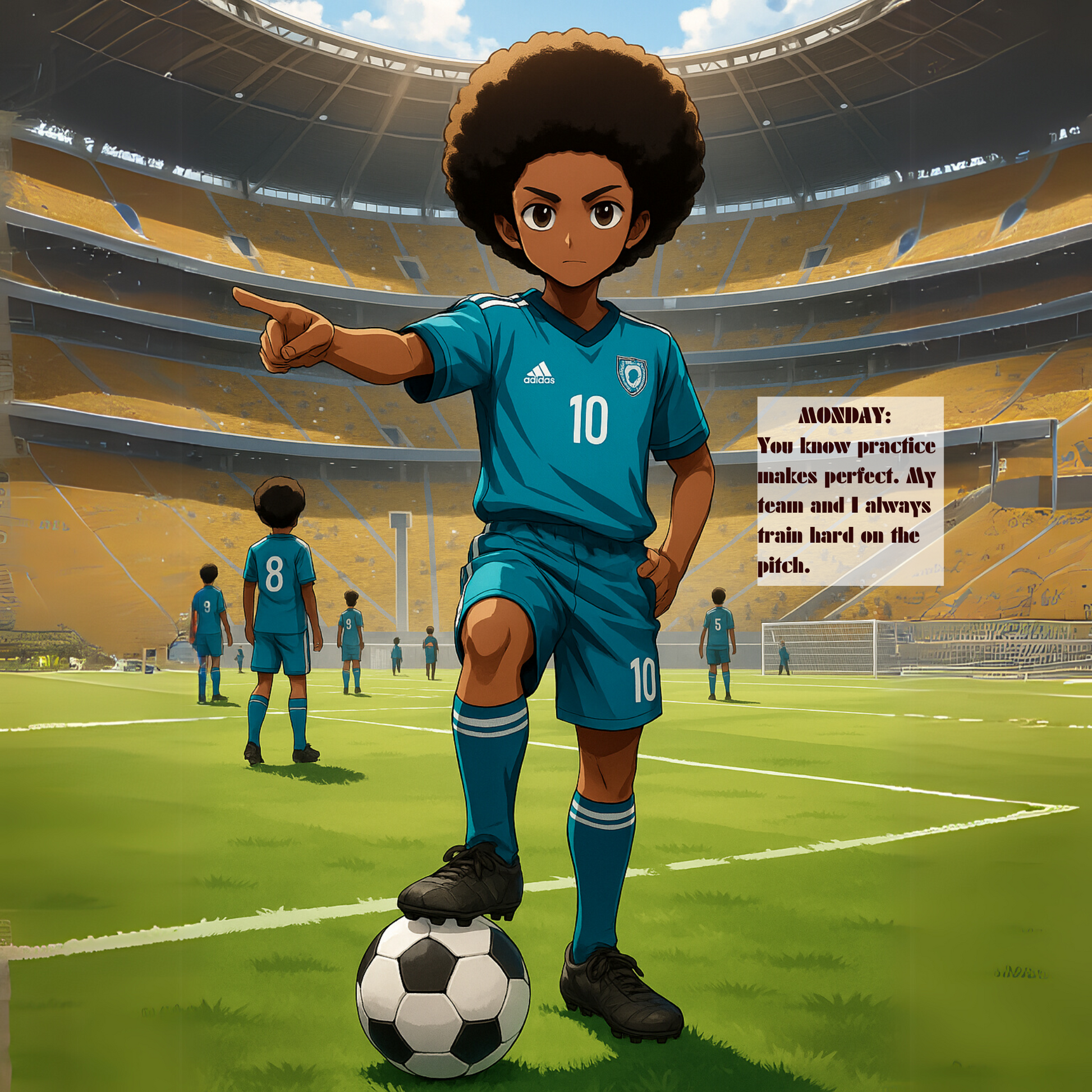 Kenzo on the soccer pitch in digital kids’ book
